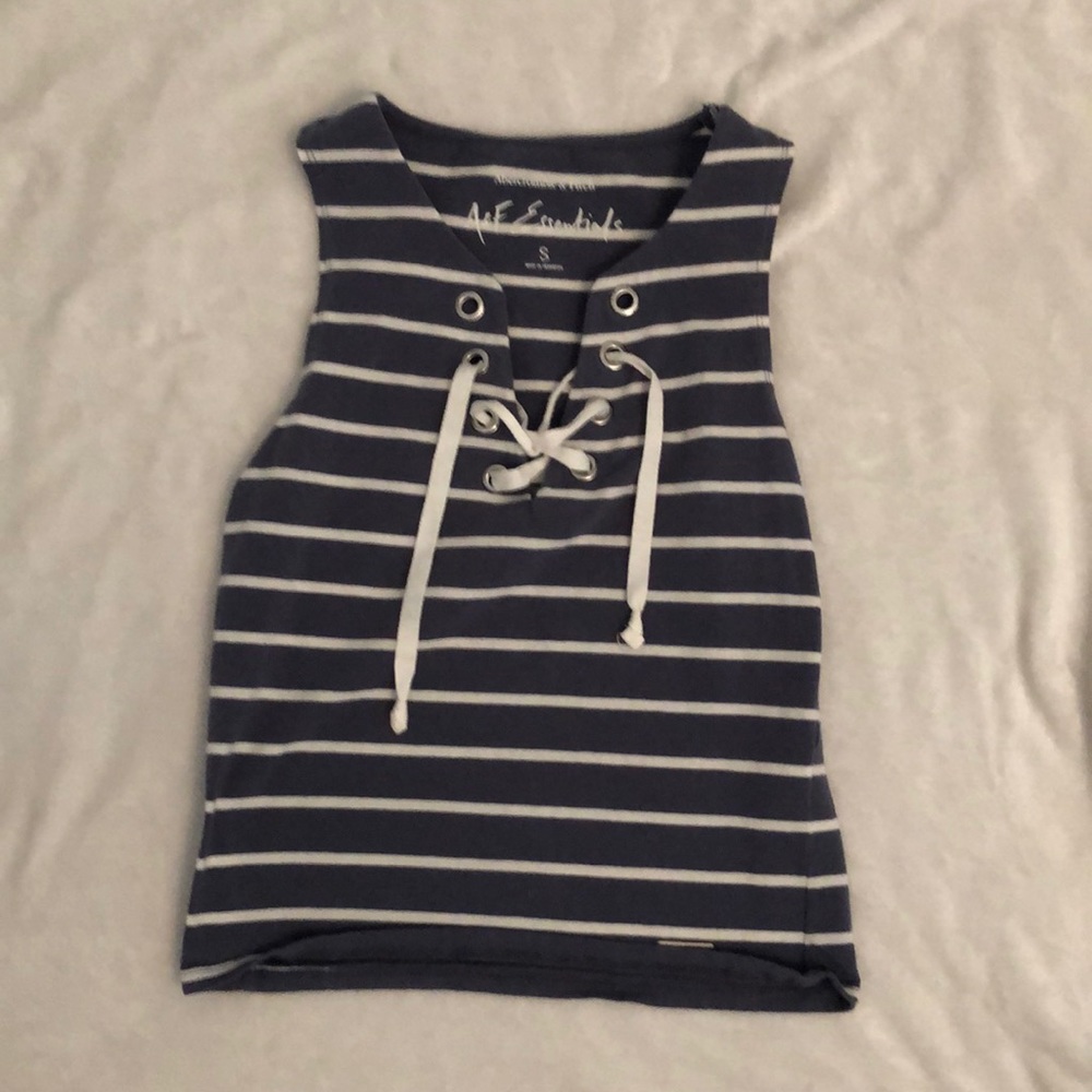 Light Blue Lace Up Top | Abercrombie & Fitch